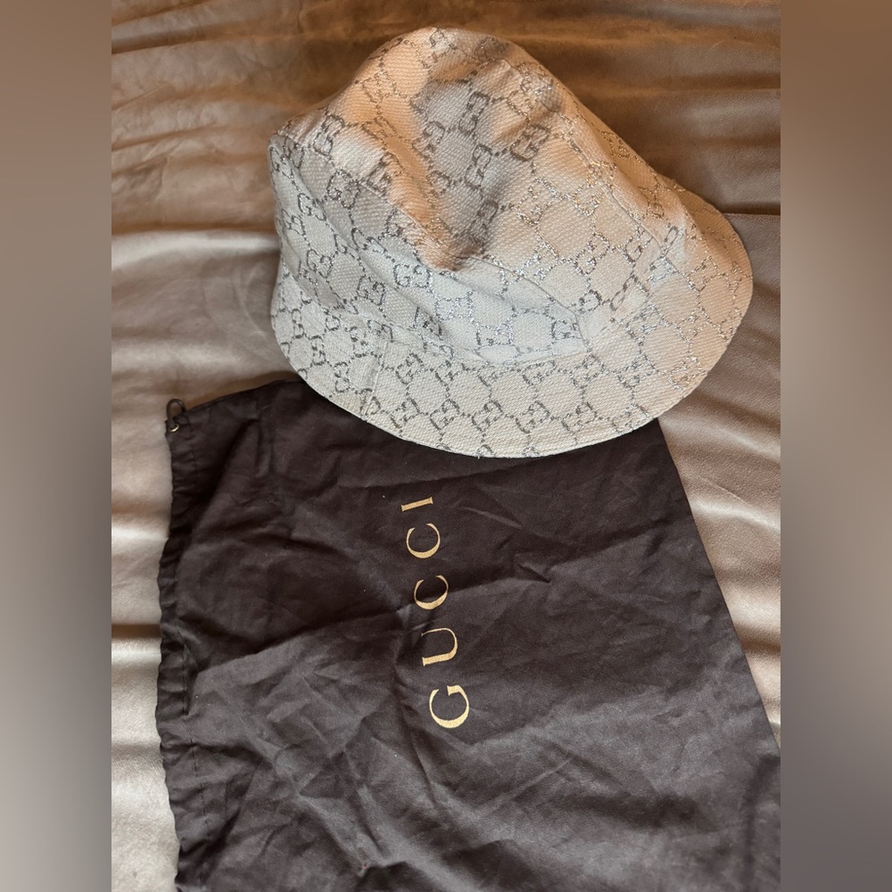 Gucci Cream Monogram Bucket Hat